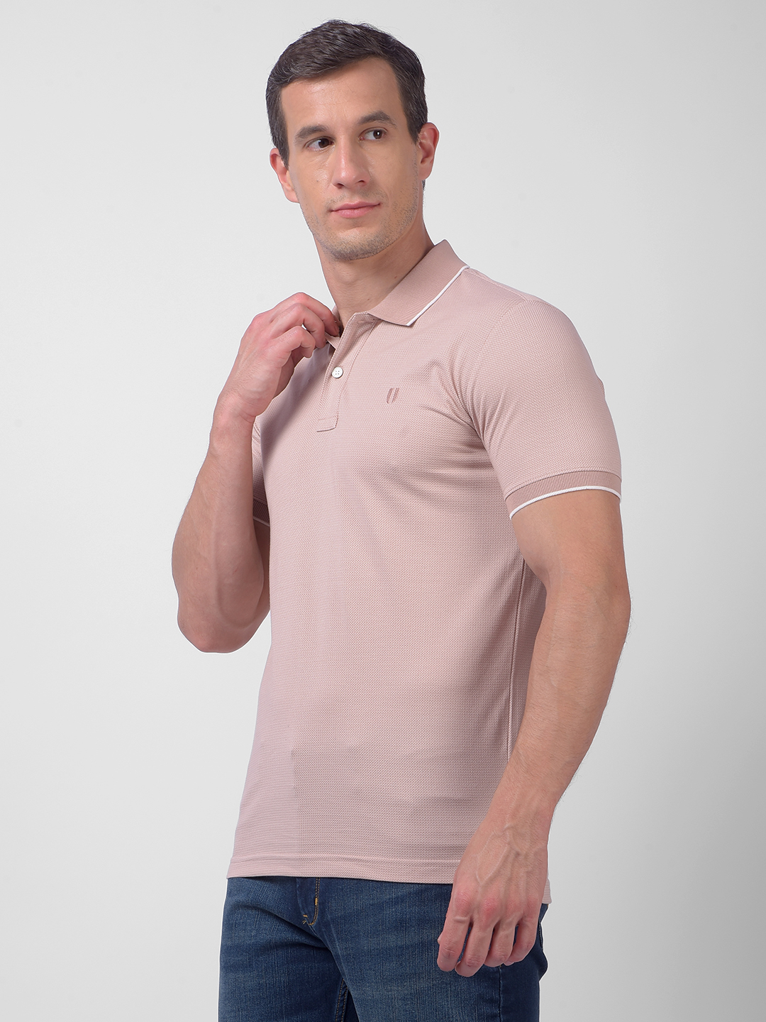 Numero Uno Men Beige Polo Neck T-Shirt